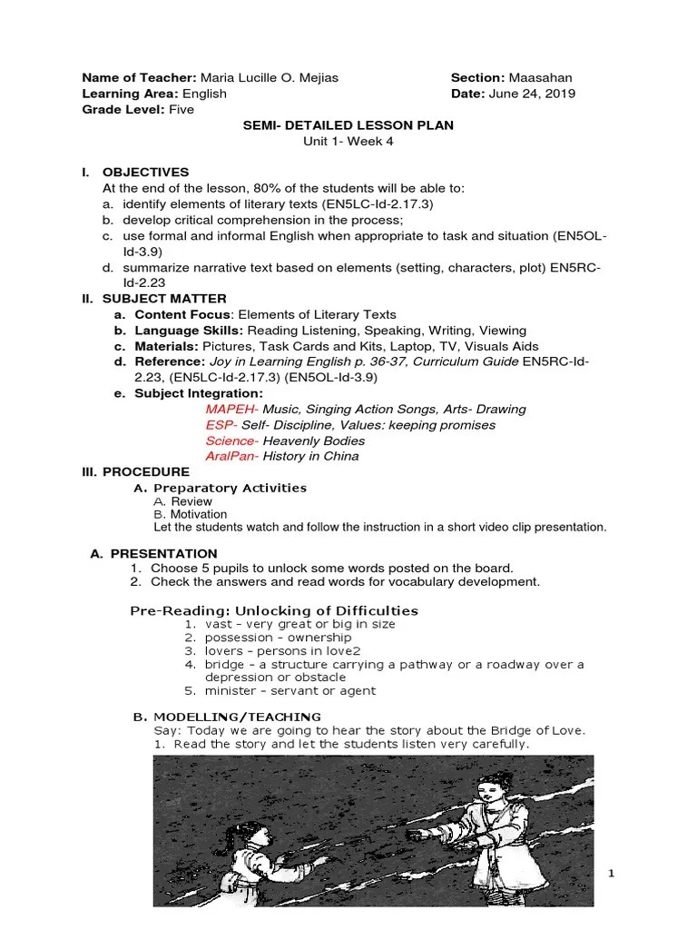 SEMI - DETAILED LESSON PLAN Grade 5 English | PDF | Lesson Plan | Cognition