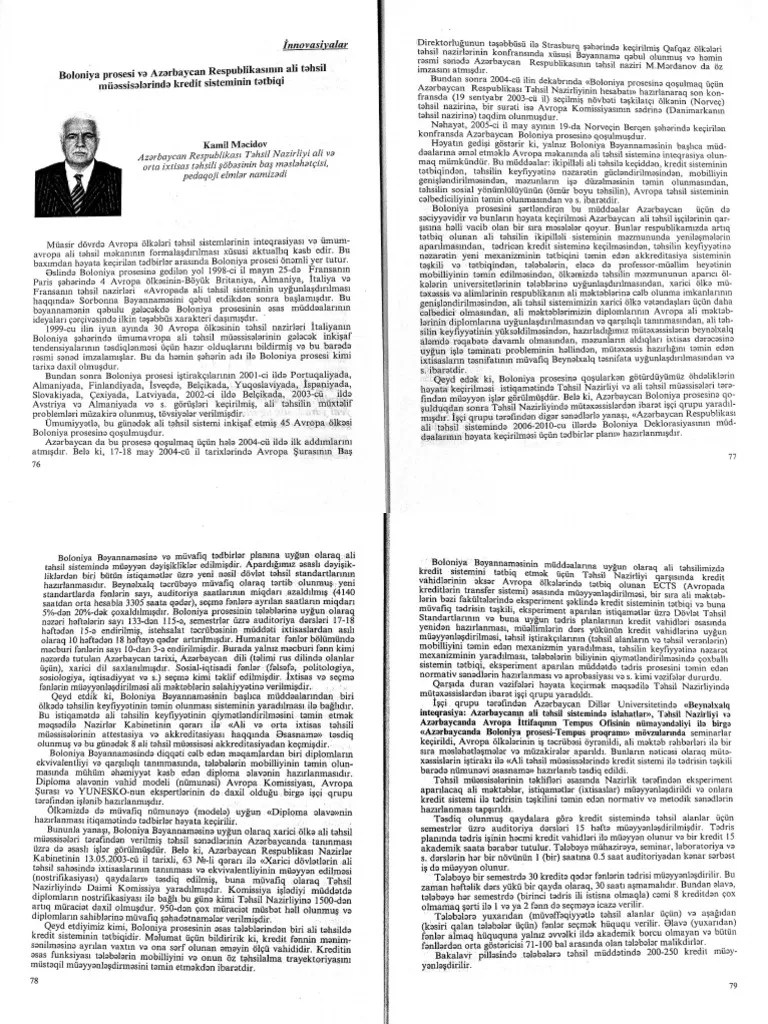 The Application Of The Credit System In The Bologna Process