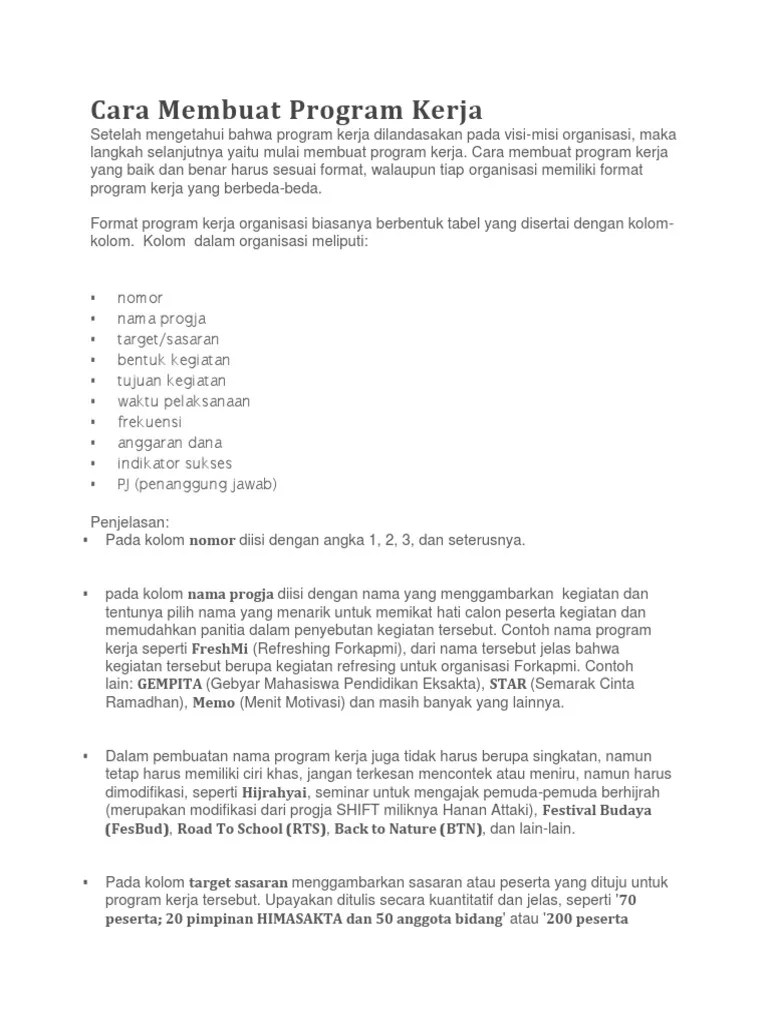 Contoh nama syarikat yang menarik 1. Cara Membuat Program Kerja Pdf