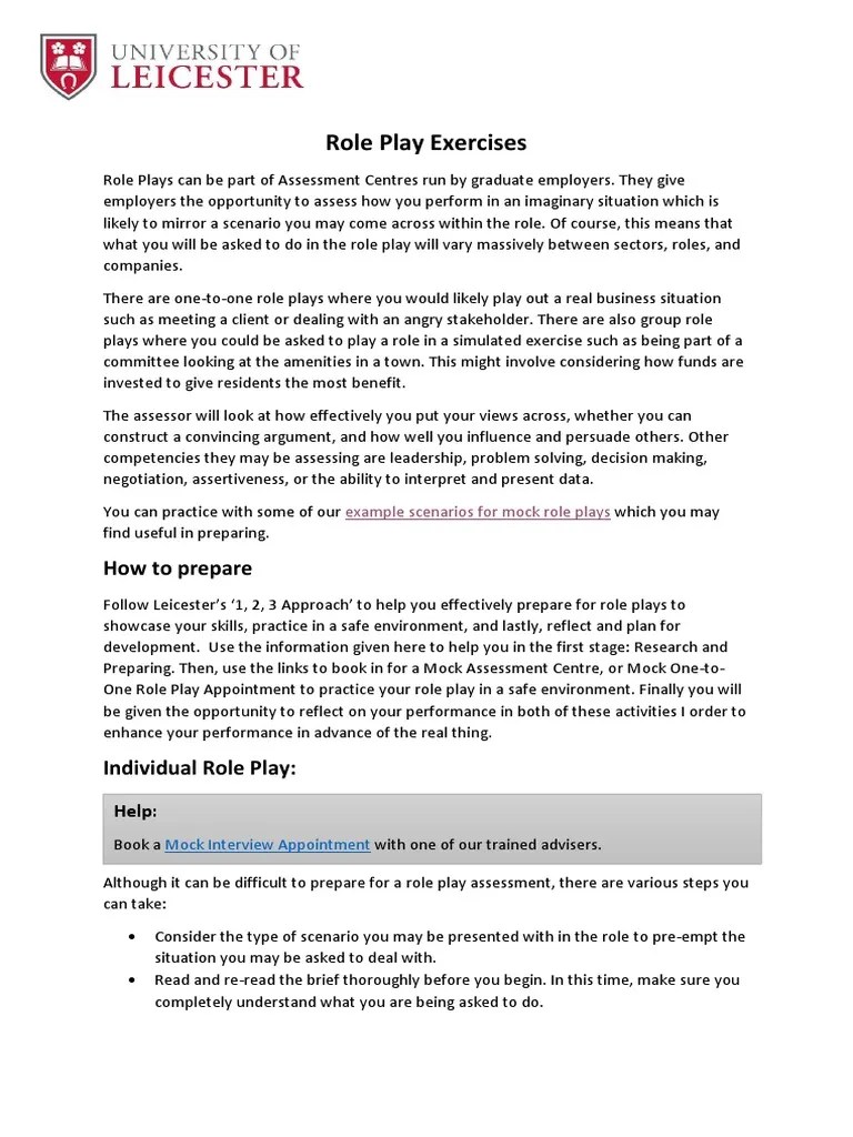 Role Play Exercises: How To Prepare | PDF | Role Playing | Negotiation