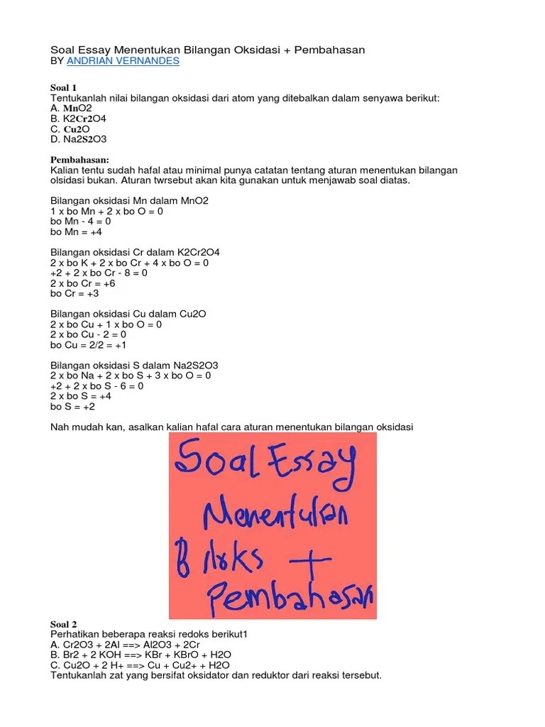 Download soal dan pembahasan un kimia smama 2019 no. Soal Dan Jawaban Menentukan Bilangan Oksidasi - Dunia
