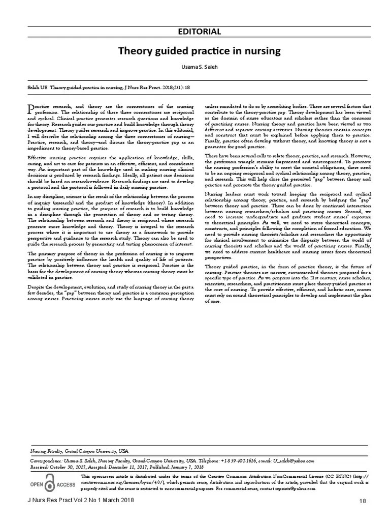 Theory Guided Practice In Nursing | PDF | Nursing | Theory
