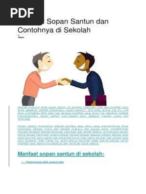 Manfaat Sopan Santun Dan Contohnya Di Sekolah | PDF