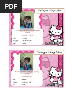 Contoh Undangan Ulang Tahun Anak Tema Hello Kitty Bisa Di Edit