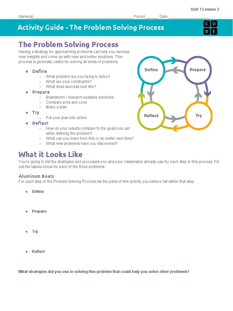 U1l02 Activity Guide - The Problem Solving Process | PDF | Cognition | Learning
