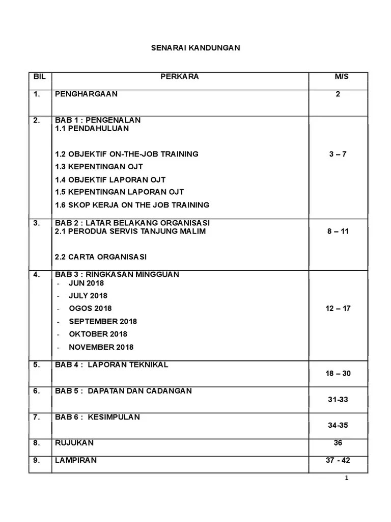 4 i) laporan ojt ini dapat dijadikan sebagai panduan pelbagai pihak pada masa hadapan. Ojt Report Pdf