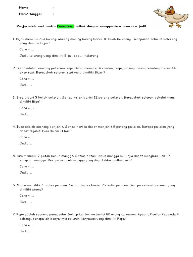 Soal cerita matematika matematika kelas 3 sd contoh soal cerita matematika . Soal Cerita Pembagian Kelas 3 Goreng