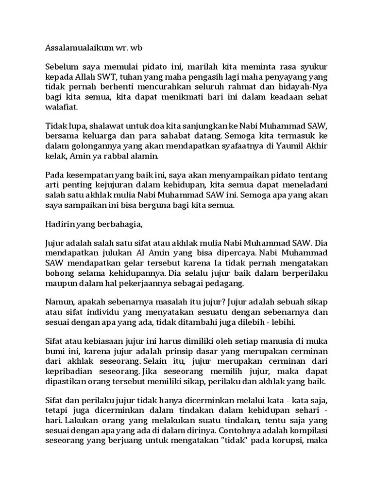 Siswa yang menyontek pada saat ulangan. Pidato Kejujuran Pdf
