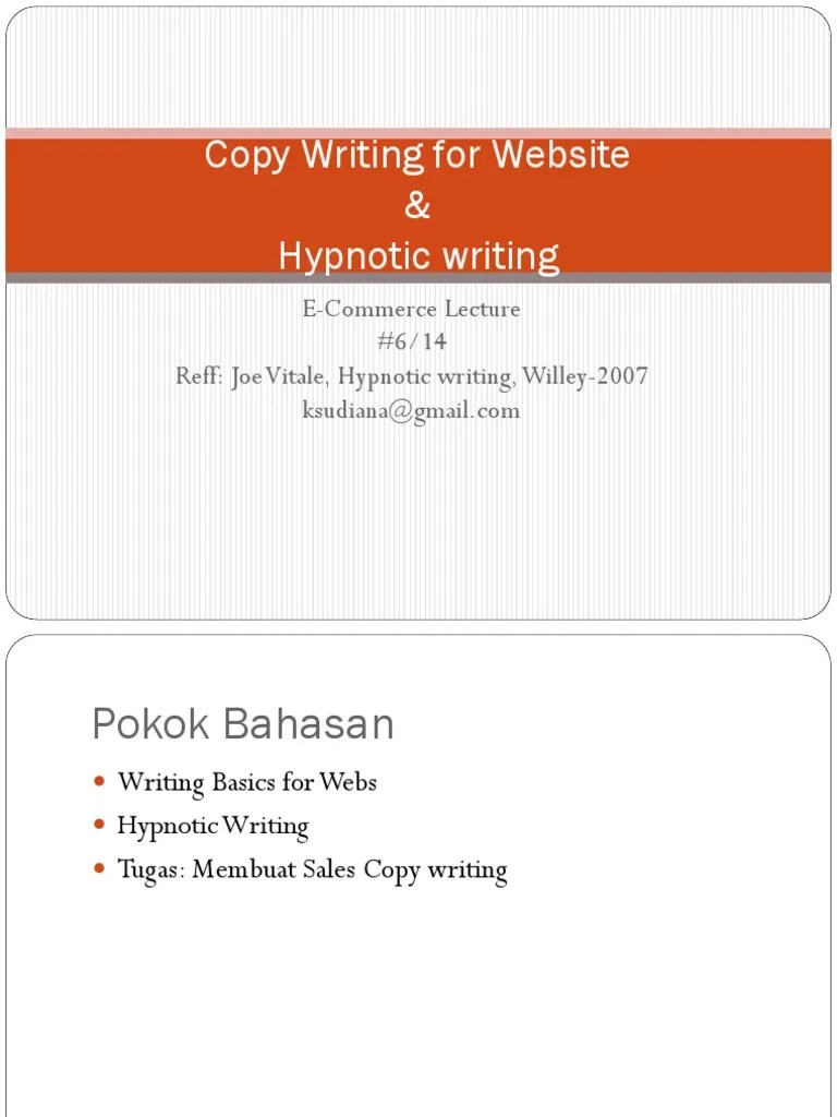 Copy Writing & Hypnotic Writing | PDF | Online Advertising | Promotion ...