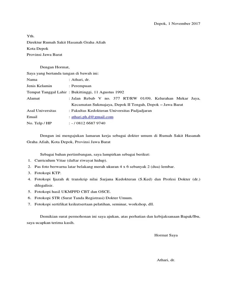 Contoh surat lamaran kerja di rumah sakit sebagai perawat. 8 Contoh Surat Lamaran Kerja Tulis Tangan Ke Rumah Sakit ...