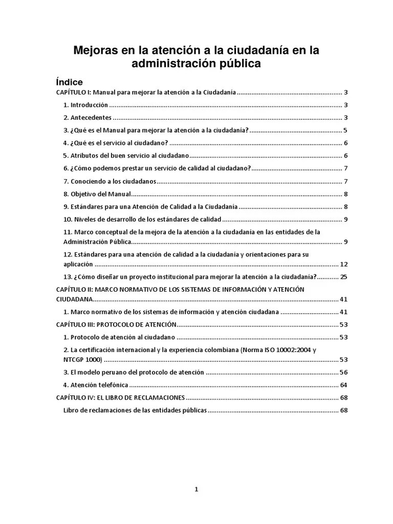 Mejora De La Atención Ciudadana En La Administración Pública A Través Del Manual Para Mejorar La ...