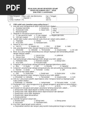 296 halaman buku dasar listrik dan elektronika untuk smk/mak kelas x program. Soal Uas Kelas X Dasar Listrik Dan Elektronika Sm 2 Pdf