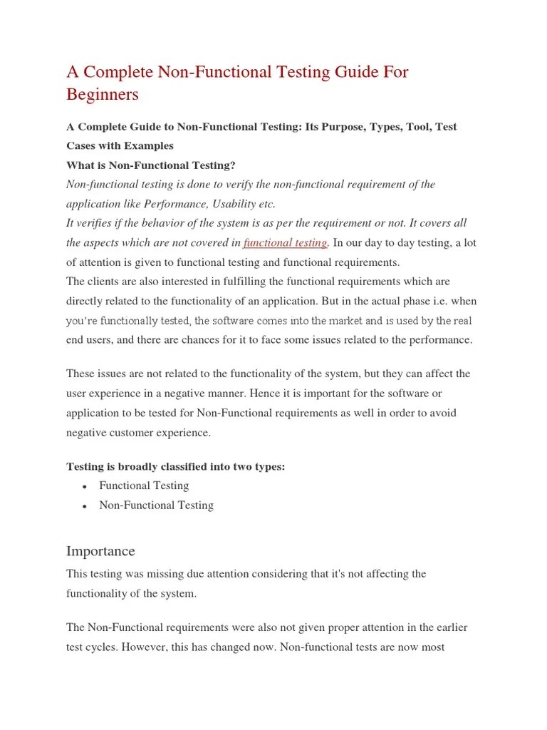 A Complete Non-Functional Testing Guide | PDF | Software Testing ...
