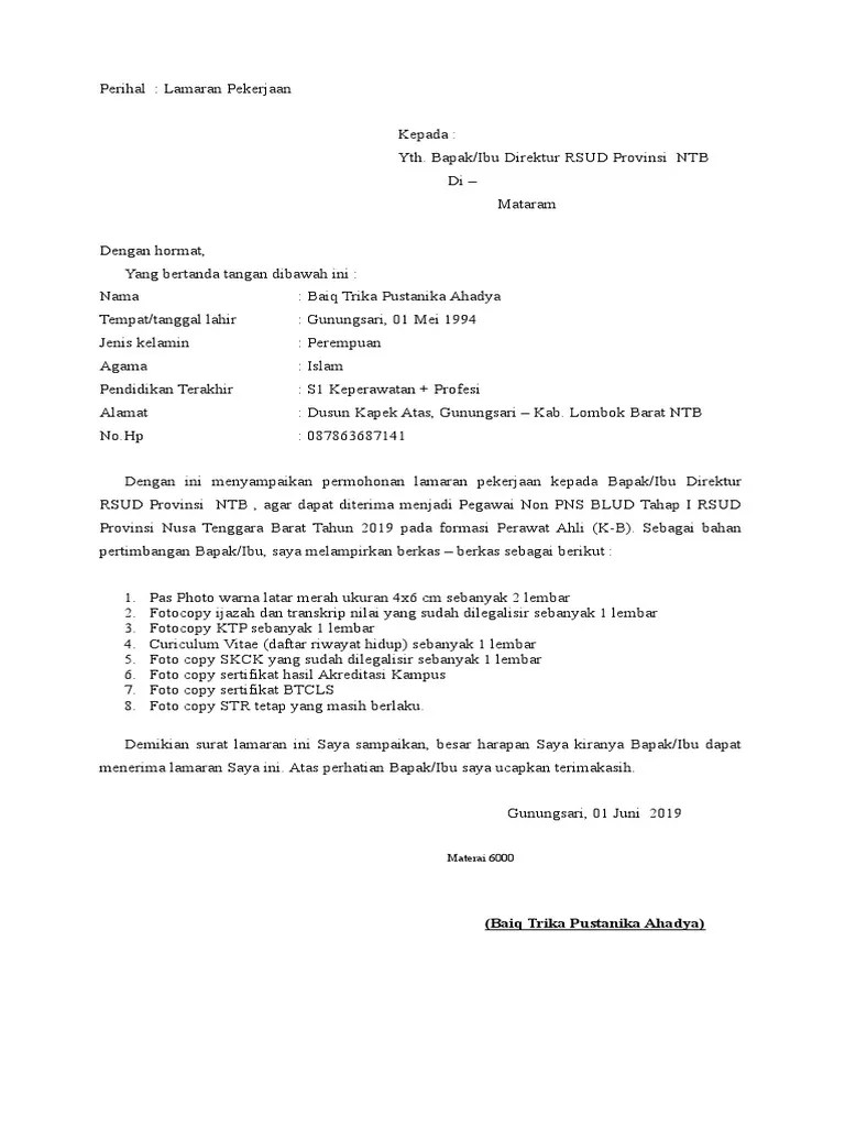 Lamaran Kerja Di Rumah Sakit Pdf 