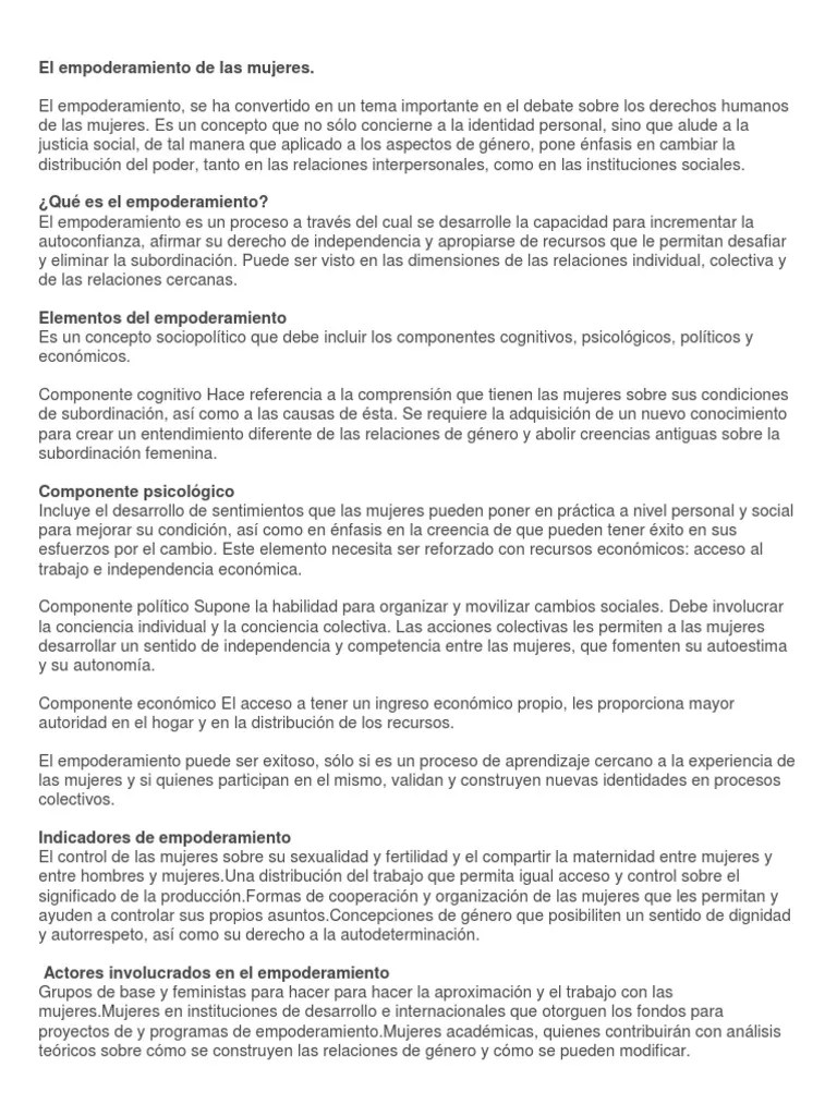 Empoderamiento Femenino | PDF | Empoderamiento | Género