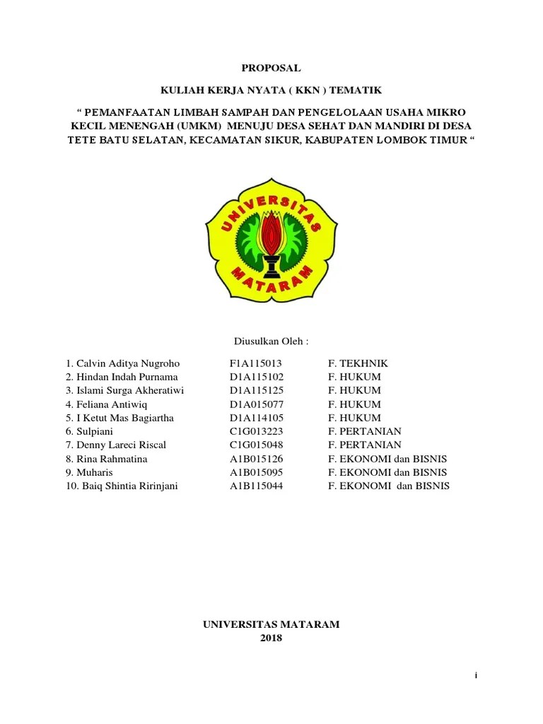 Sistematika penyusunan proposal program kerja individu kkn mandiri 16. Contoh Proposal Kkn Pdf