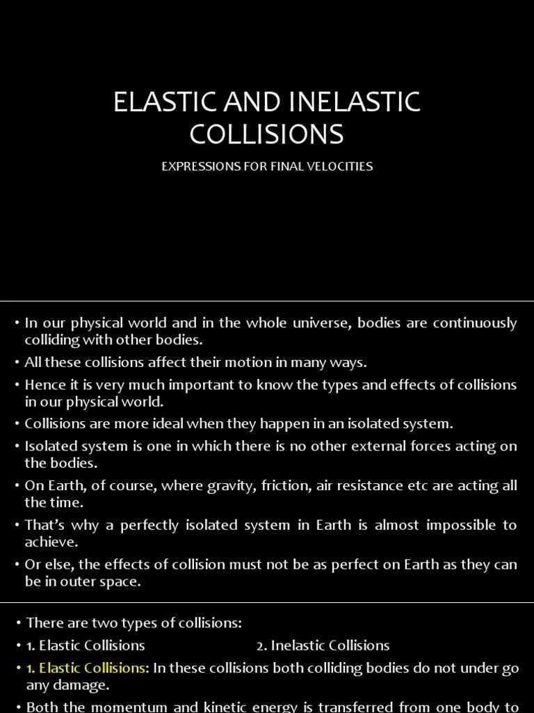 Elastic And Inelastic Collisions | PDF | Collision | Momentum