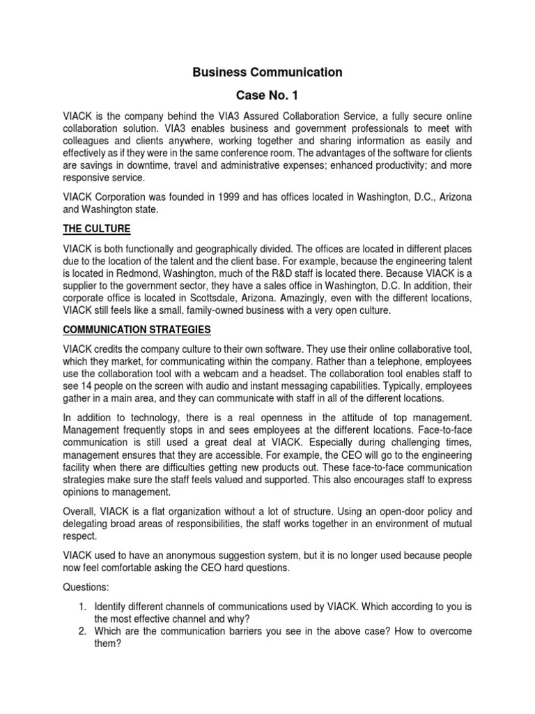 Business Communication Case Study $$.pdf | Chief Executive Officer | Communication