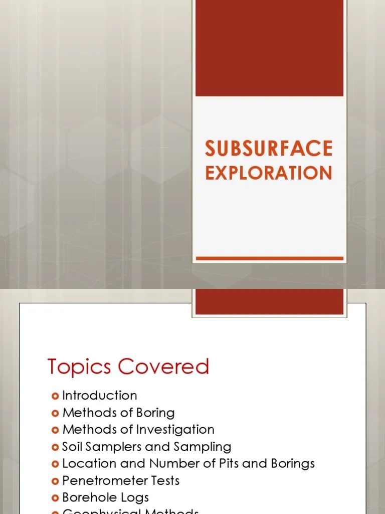 Subsurface Exploration (Site Investigation) PDF | PDF | Geotechnical ...