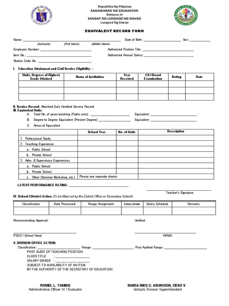 ERF Form | PDF | Teachers | Learning