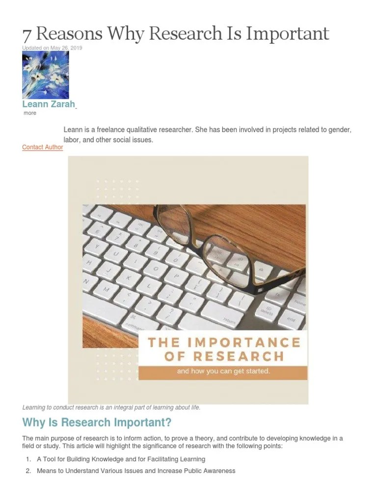 7 Reasons Why Research Is Important | Download Free PDF | Dementia ...