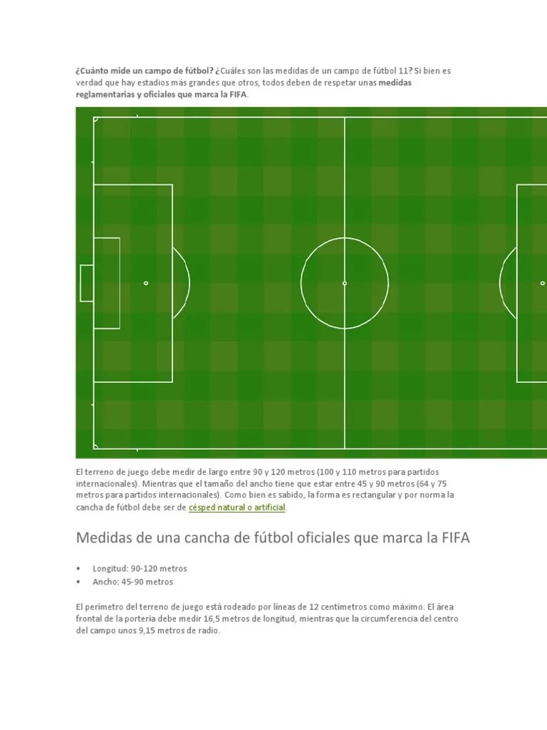 Medidas Reglamentarias De Un Campo De Fútbol 11 | PDF | Perú | Asociación De Futbol