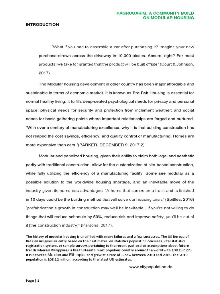 Introduction For Modular Housing | PDF | President Of The Philippines | World Politics
