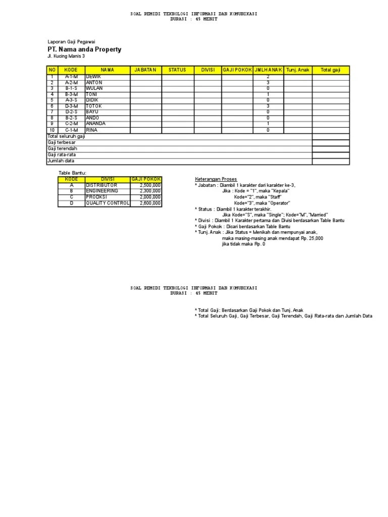 Latihan Excel Vlookup | PDF