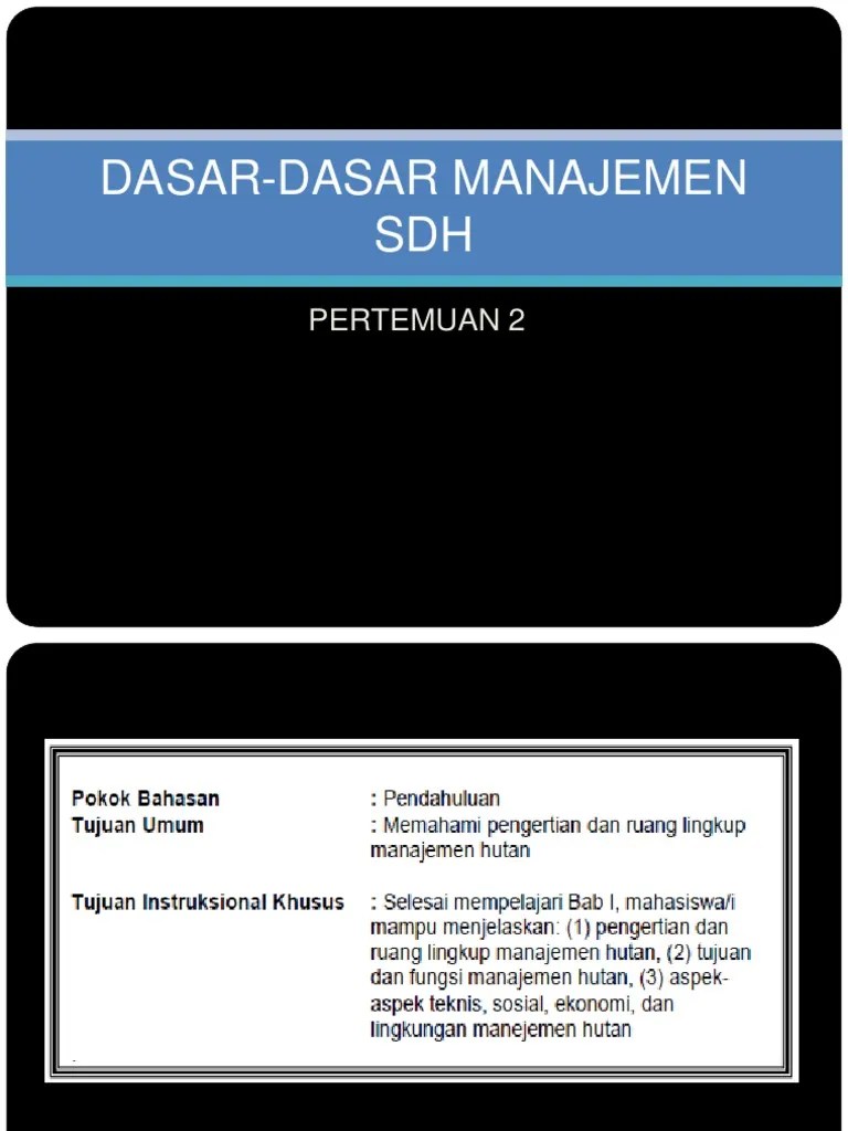 Dasar-Dasar Manajemen SDH 1 | PDF