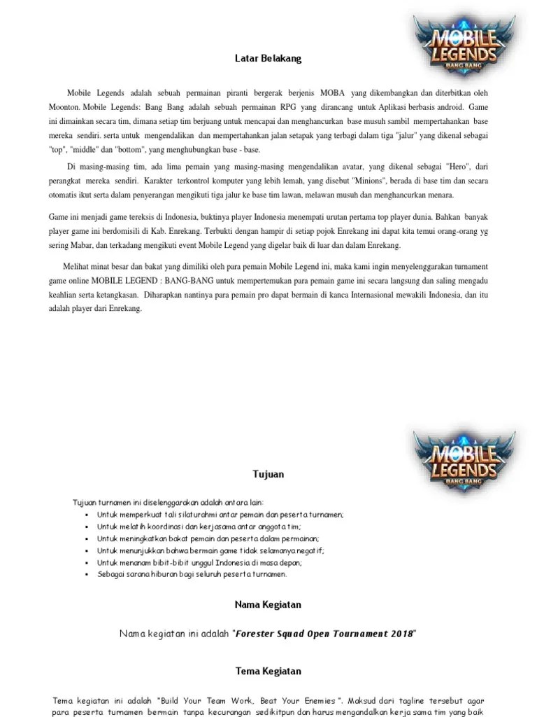 Bang bang (mlbb) adalah salah satu contoh online game yang . Proposal Turnamen Mobile Legends Lukisan