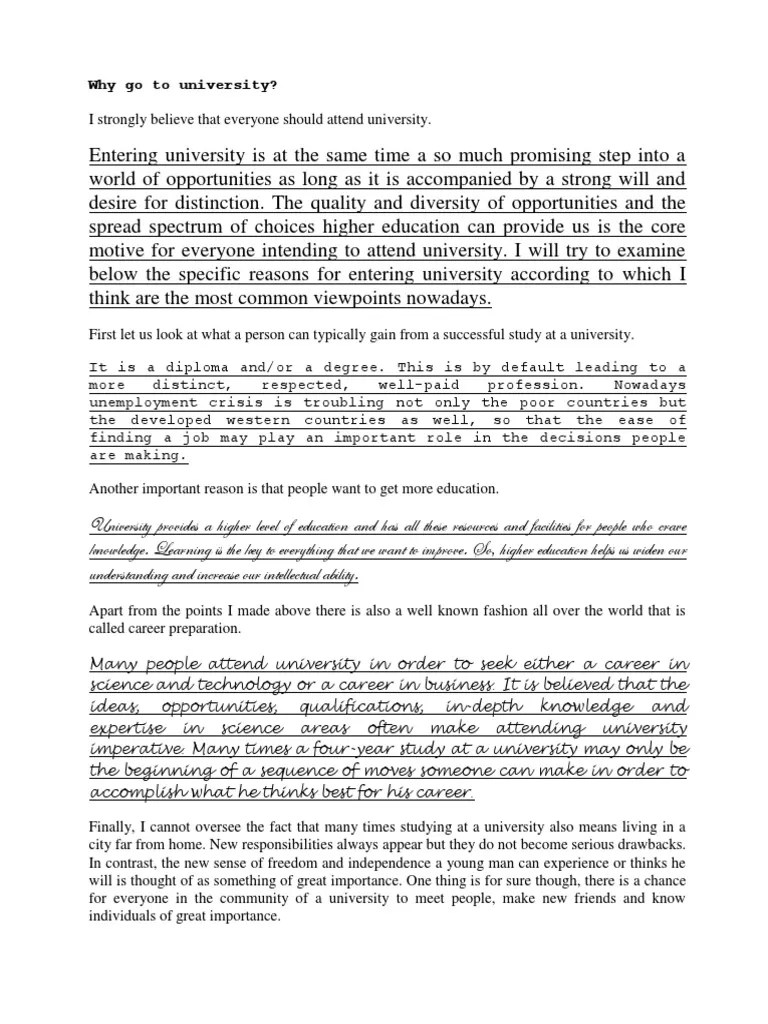 Why Go To University | PDF | University | Reason