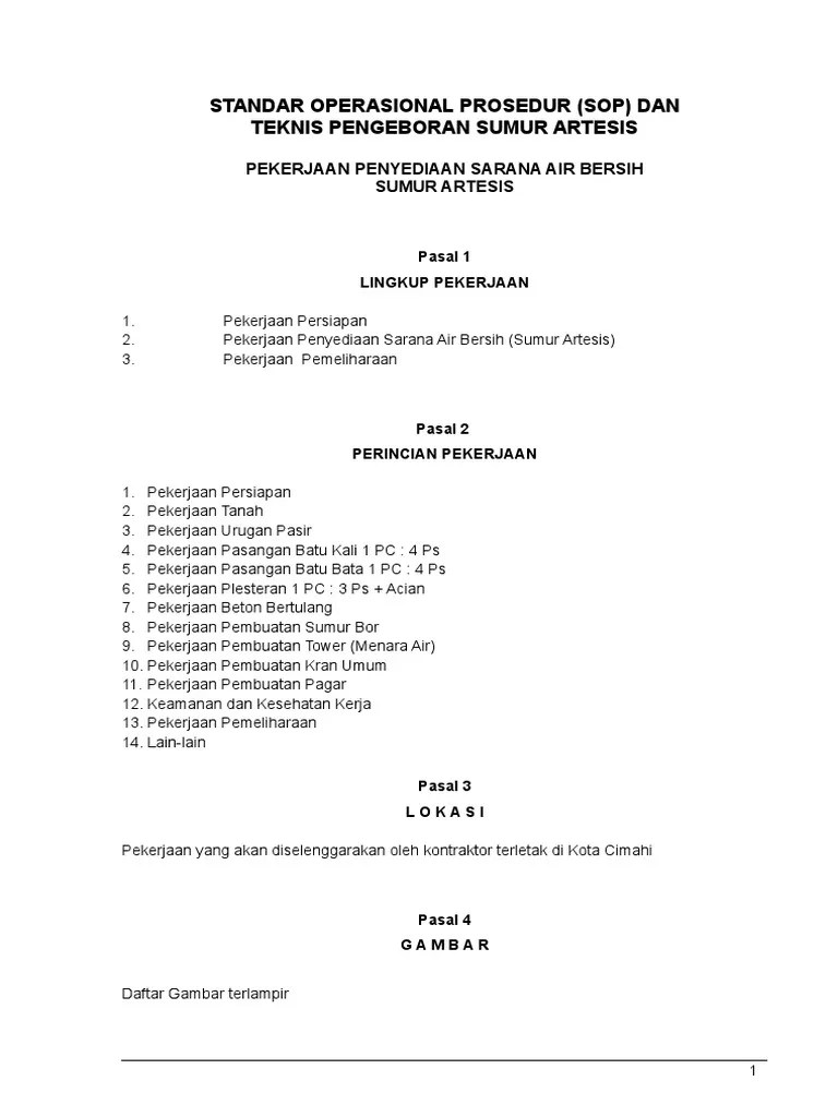 Sop &amp; Teknis Pengeboran Sumur Artesis | PDF