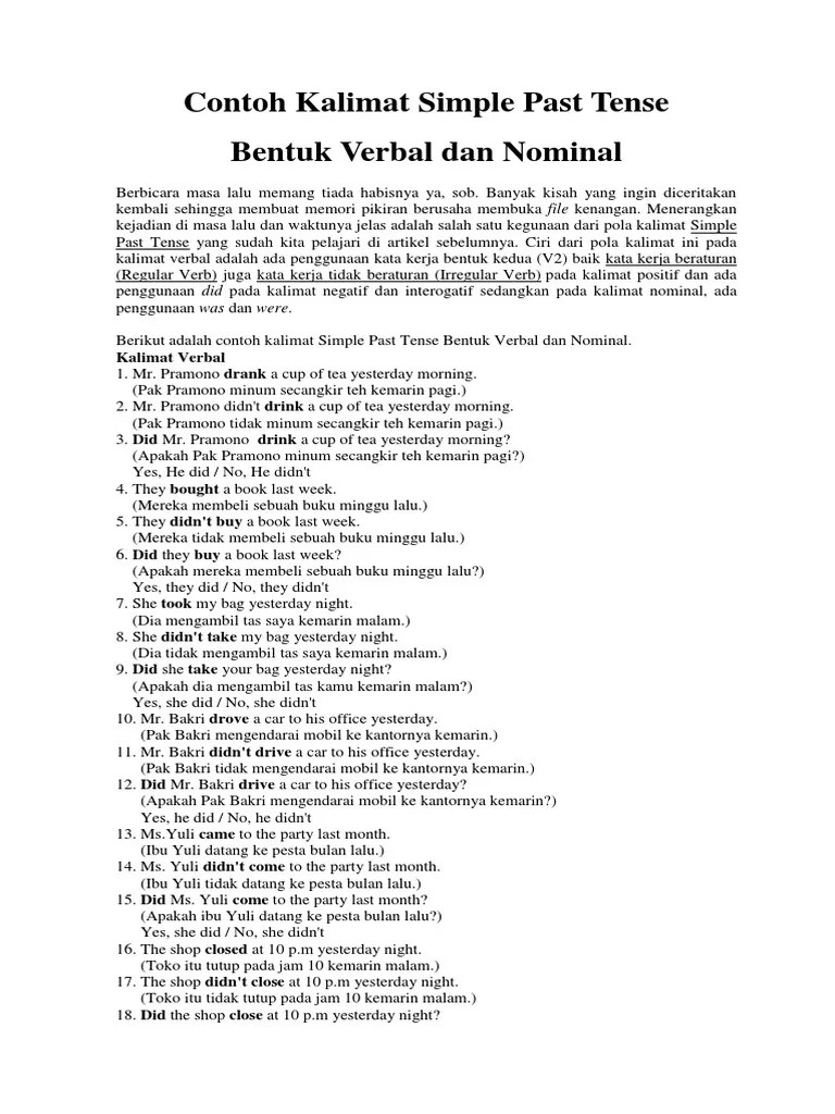 A Kalimat Verbal 1 Pola Kalimat Verbal Positif 