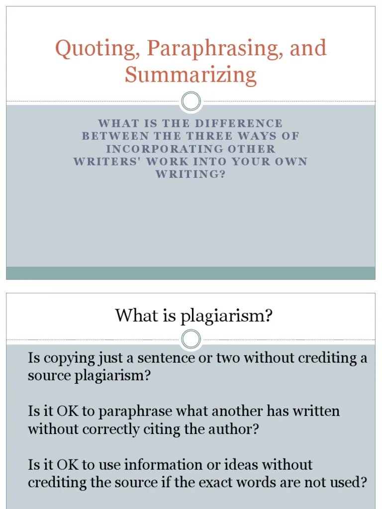 Paraphrasing Powerpoint | PDF | Plagiarism | Communication