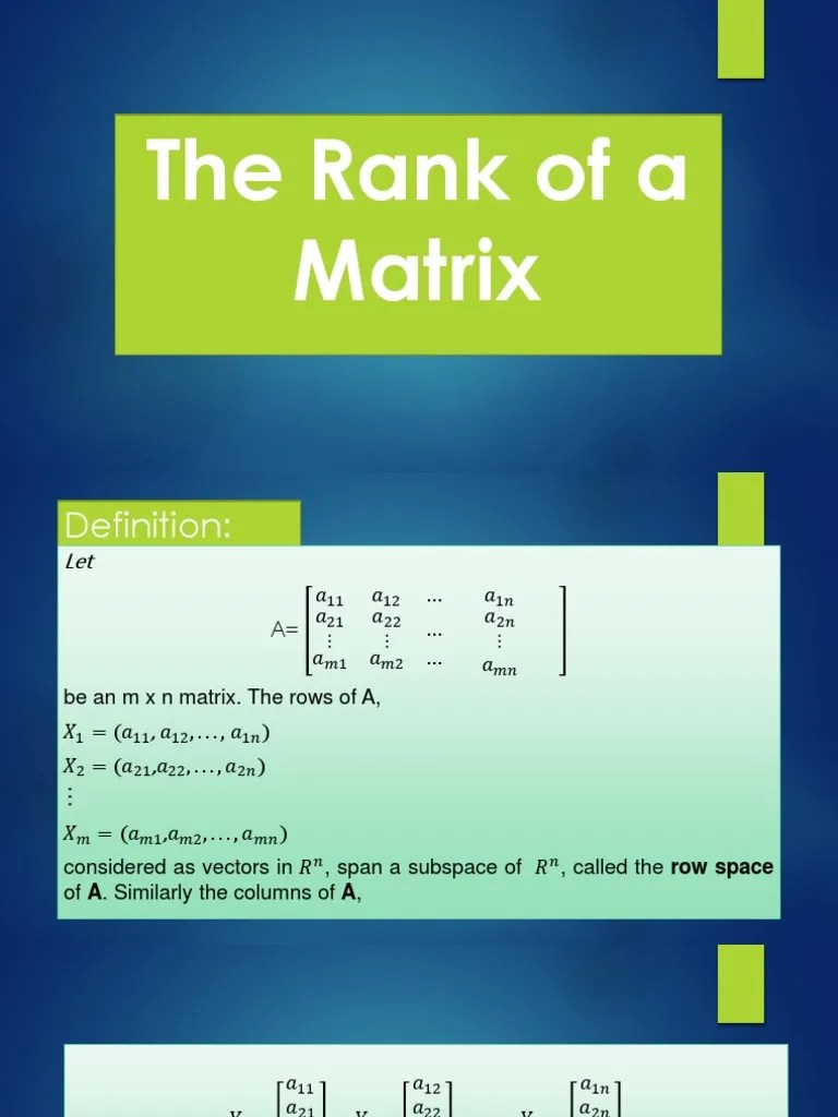 The Rank Of A Matrix | PDF | Linear Subspace | Matrix (Mathematics)