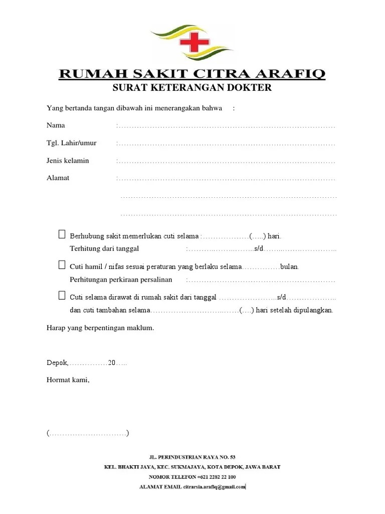 Contoh Surat Keterangan Sakit Dari Dokter Kosong Muda Mudi Condrowangsan 