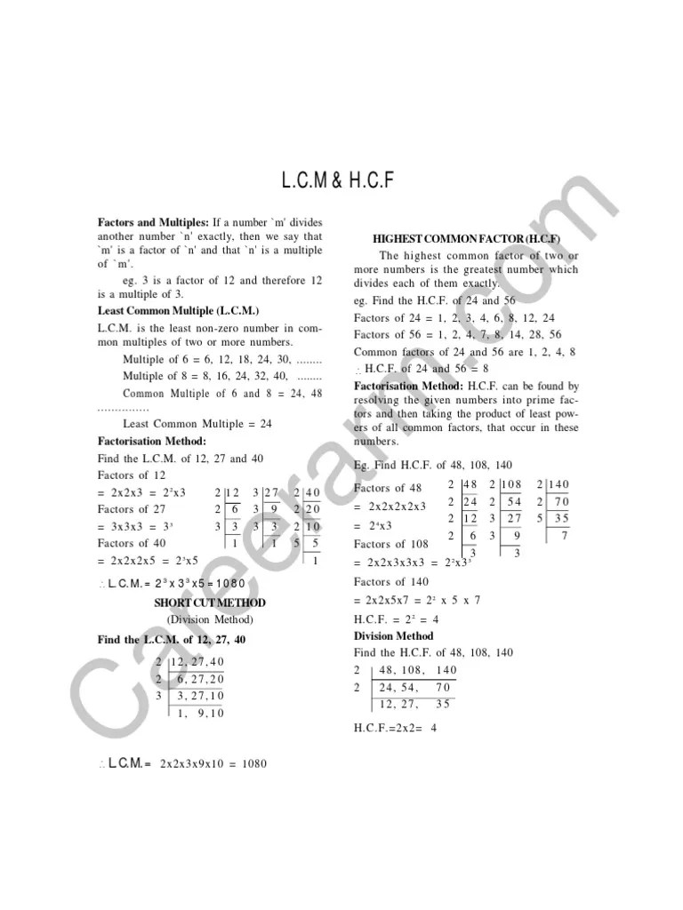 HCF And LCM Problem | PDF | Metre | Mathematical Objects