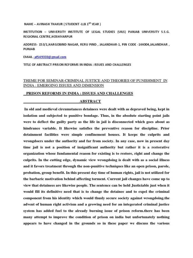 Prison Reforms In India | PDF | Prison | Solitary Confinement