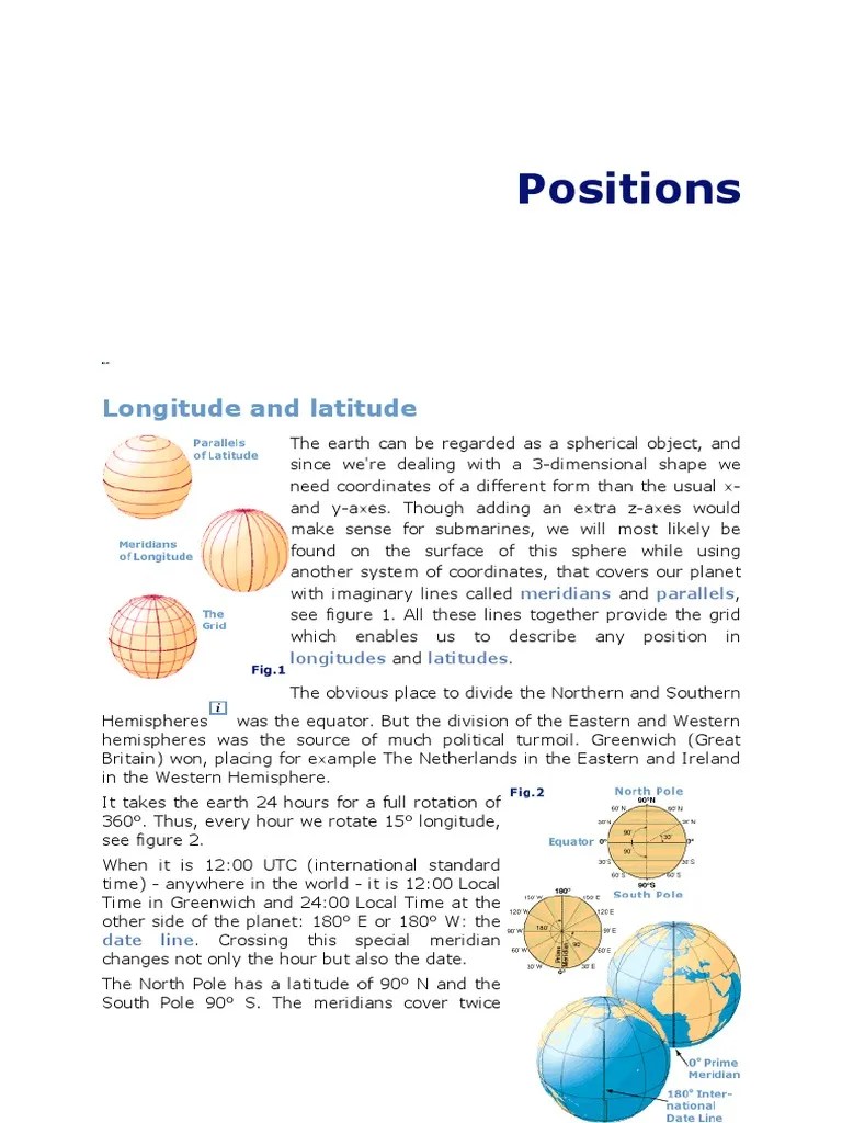 Positions: Longitude And Latitude | PDF | Horizon | Tide