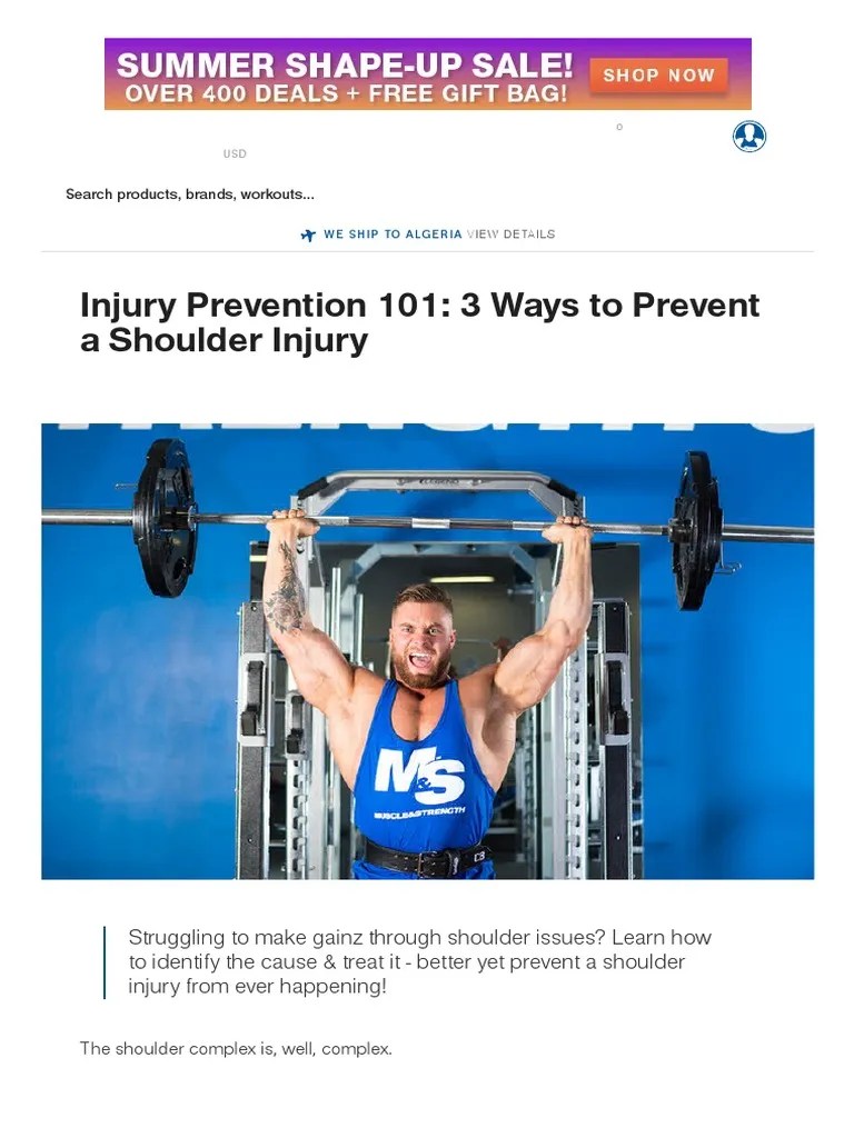 Injury Prevention 101 - 3 Ways To Prevent A Shoulder Injury | PDF | Skeletal System ...