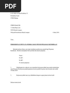 Permohonan statement contoh surat permohonan penyata bank cimb. Surat Permohonan Penyata Bayaran Penuh Kereta Pdf
