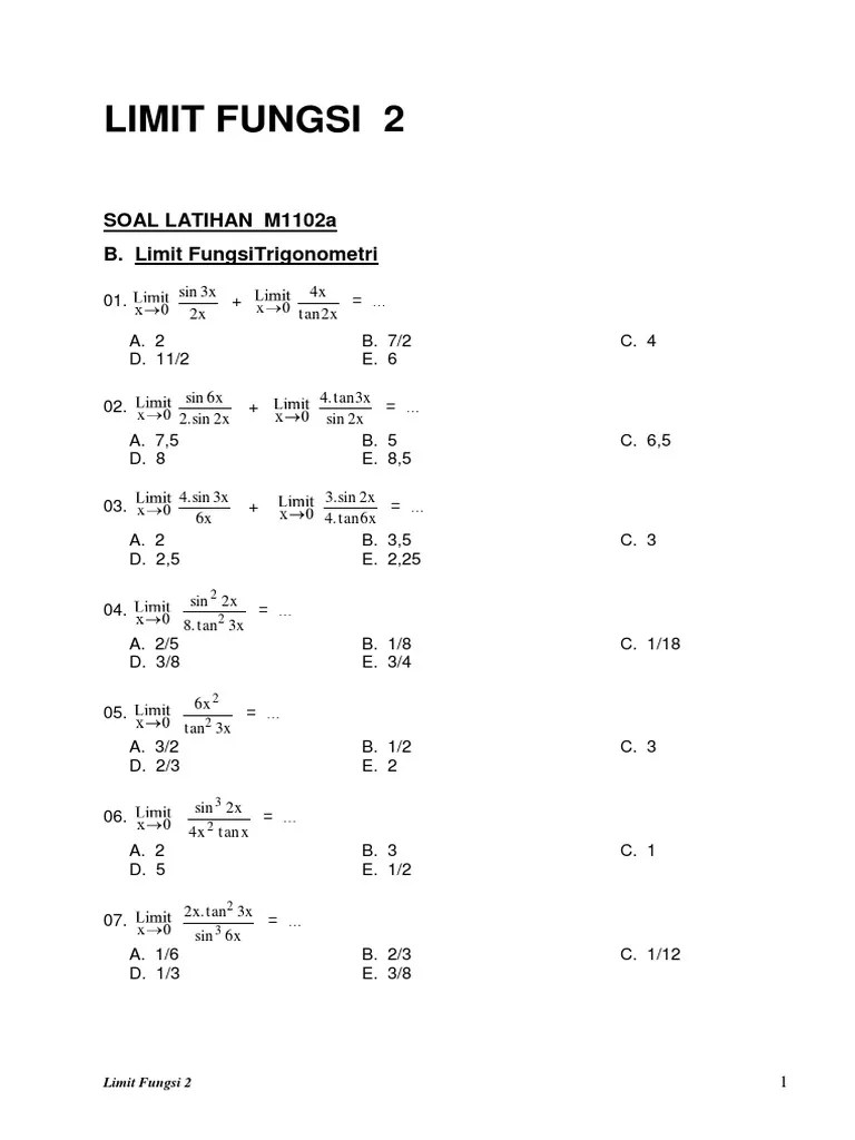 Cara mengerjakan limit tak hingga. 03 Limit Trigometri 1 Pdf