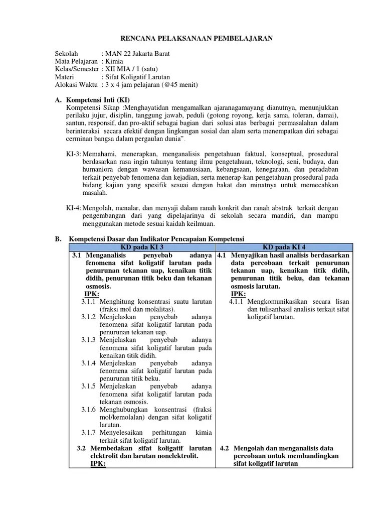 Sifat Koligatif Larutan Pdf Download Gratis Kelas XII_Kimia_KD 31 1pdf - Published.