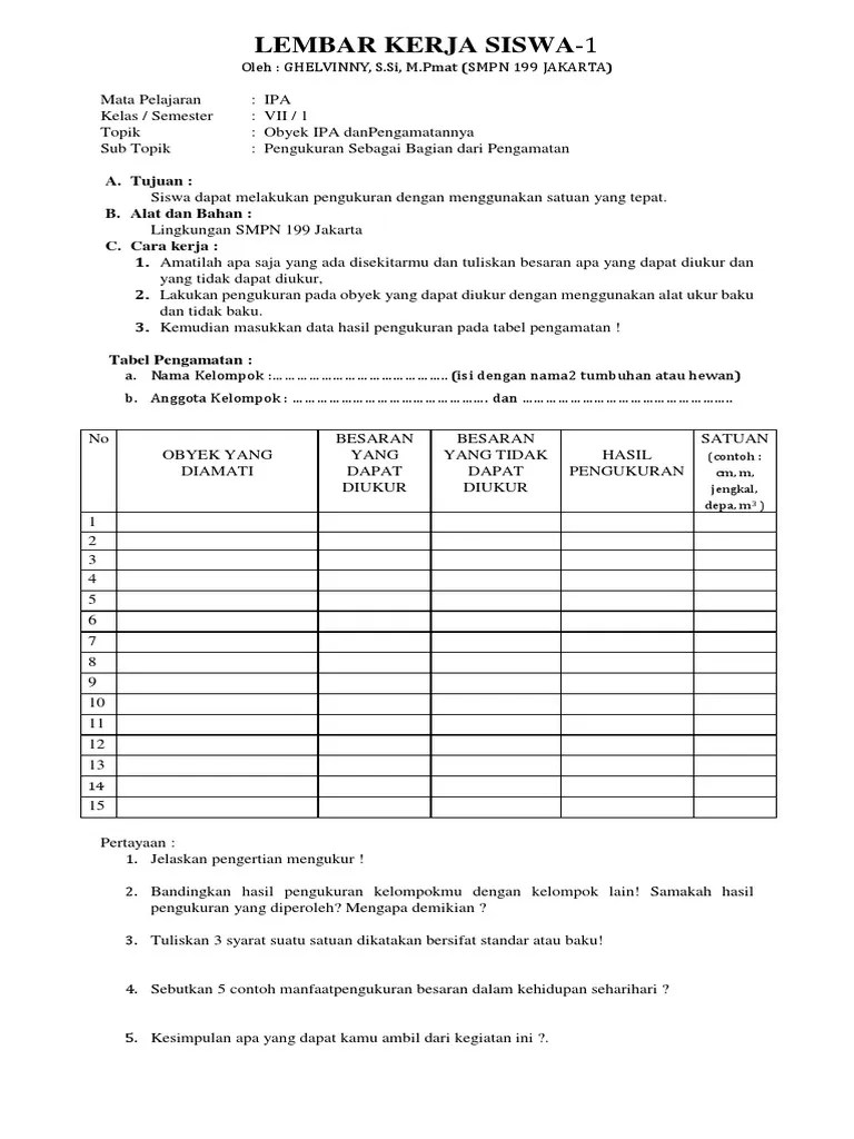 Jawaban buku lks ipa kelas 7 semester 2 kurikulum 2013 guru ilmu sumber dari. Lks 1 Objek Ipa Dan Pengamatannya Pdf