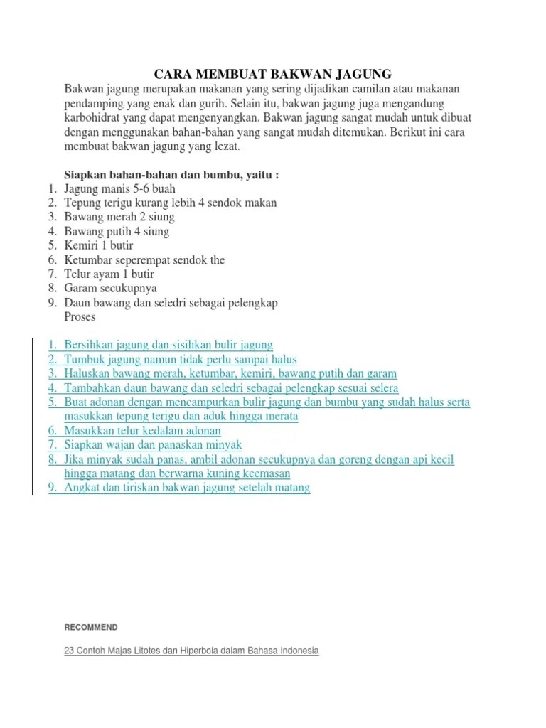 Cara Membuat Bakwan Jagung | PDF