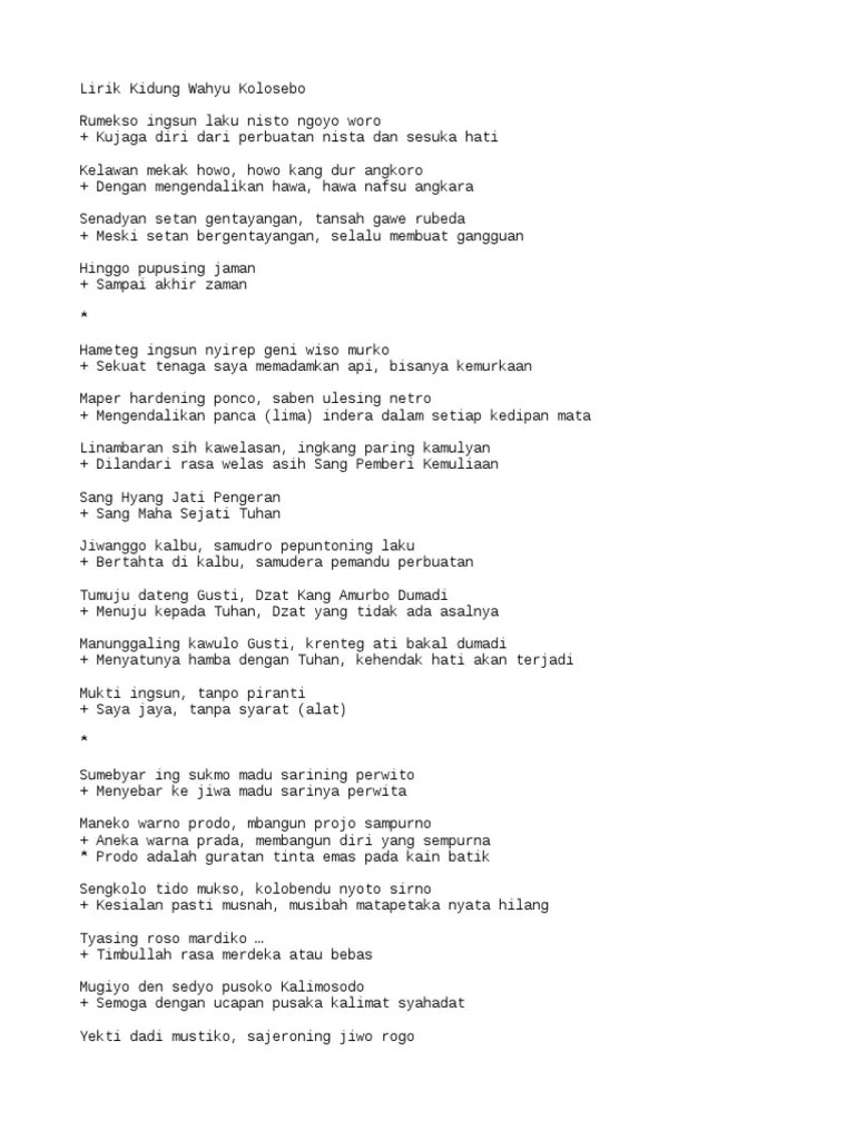 Kidung Wahyu Kolosebo | PDF