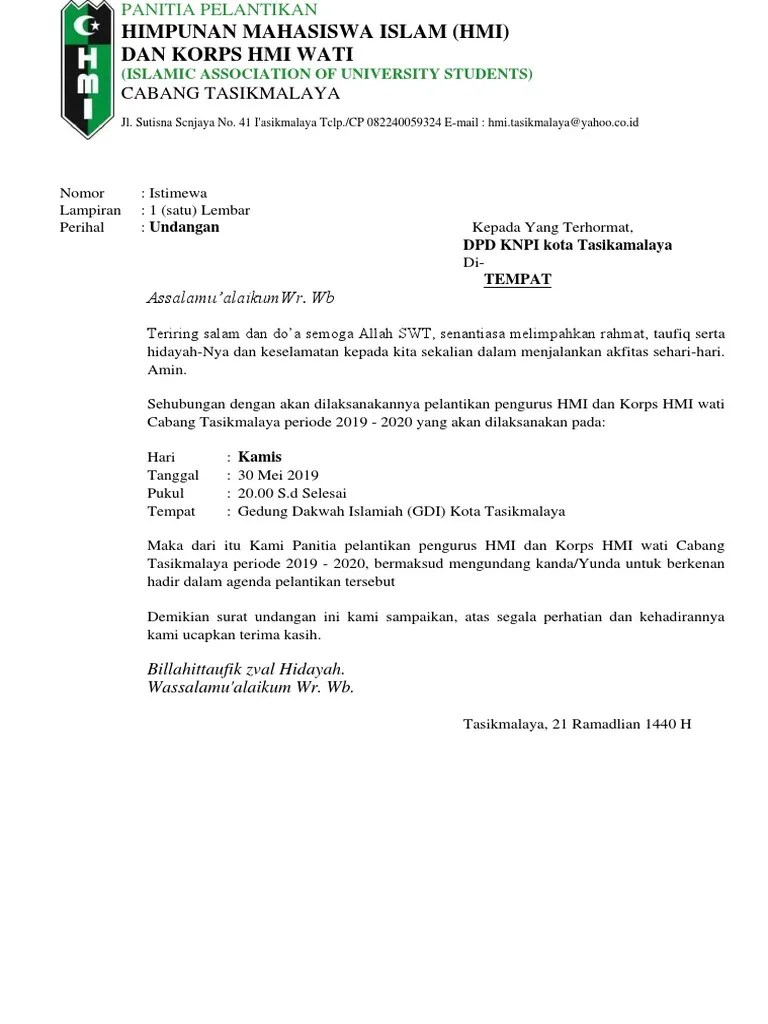 contoh surat undangan pelantikan hmi tygpress pdf himpunan mahasiswa islam surat keputusan himpunan mahasiswa administrasi kesekretariatan hmi pdf 7 contoh surat undangan kegiatan resmi non resmi yang baik contoh surat pemberitahuan kegiatan bakti sosial baksos aneka surat surat keluar untuk rak xxv. Surat Undangan Pelantikan Kahmi Stisip