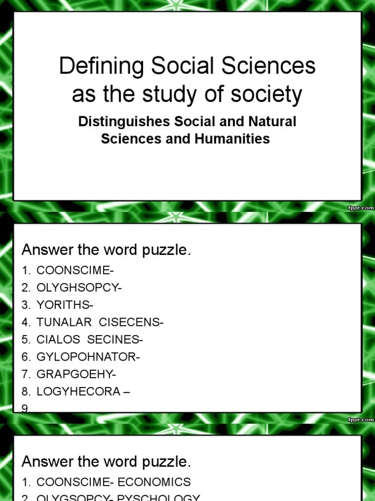 Defining Social Sciences As The Study Of Society Lesson 1 Day 4 | PDF