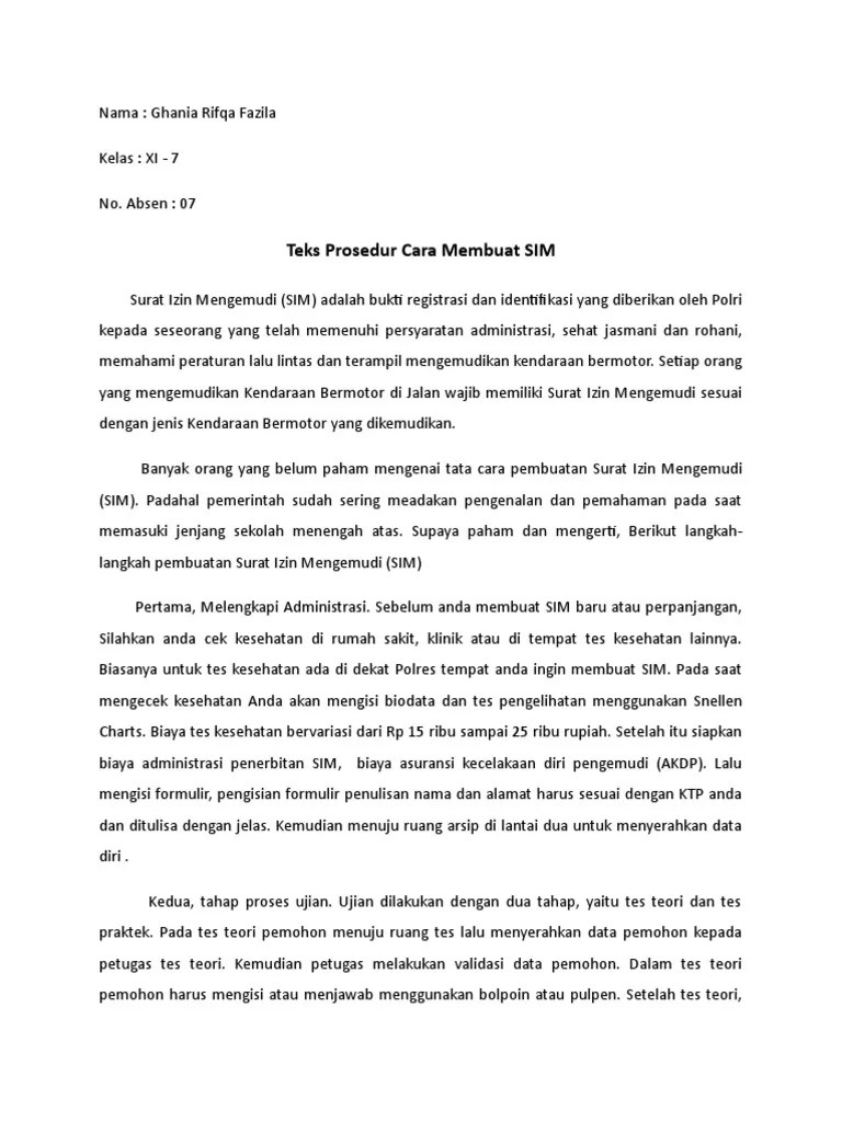 Untuk mengatasi tantangan tersebut maka sebelumnya bacaâ tulisan pemerintah.net mengenai persiapan hadapi tes cat cpns. Teks Prosedur Cara Membuat Sim Pdf