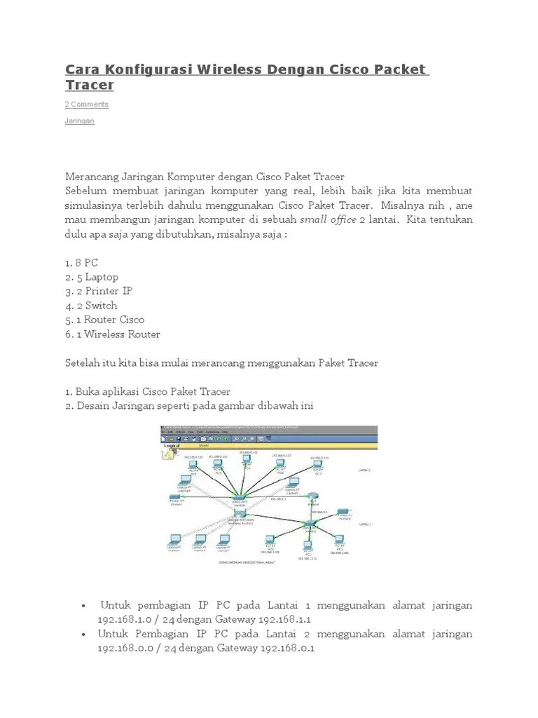 Konfigurasi Wireless Dengan Cisco Packet Tracer PDF | PDF | Komputer
